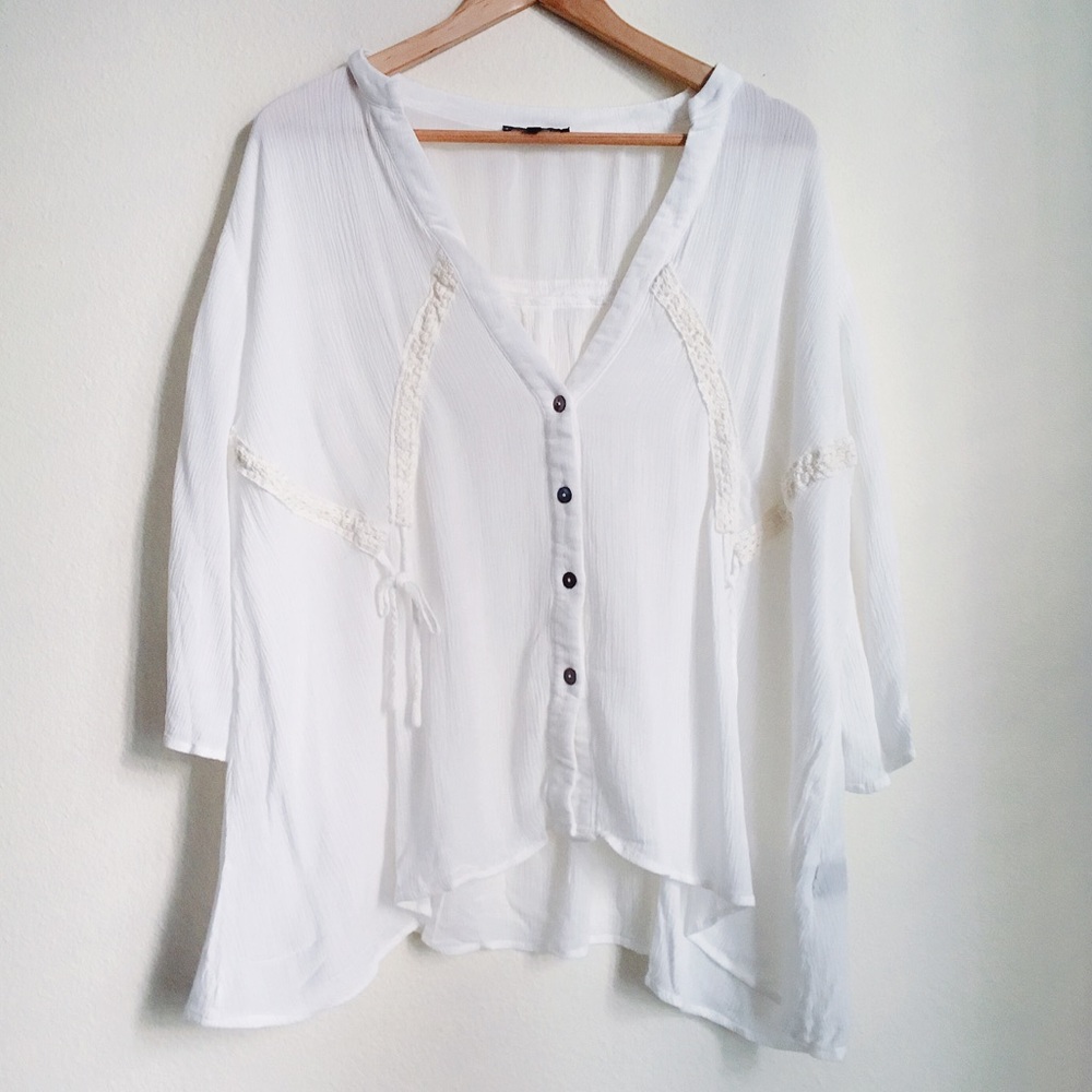 LAST 2 ⏱NWT Oversized ivory white boho lace blouse - Picture 5 of 8